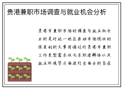 贵港兼职市场调查与就业机会分析